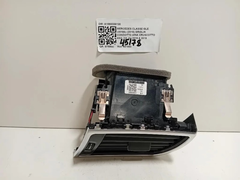 Griglia Condotto ARIA Cruscotto ANT DX A1668309100 Mercedes Classe GLE W166 2015