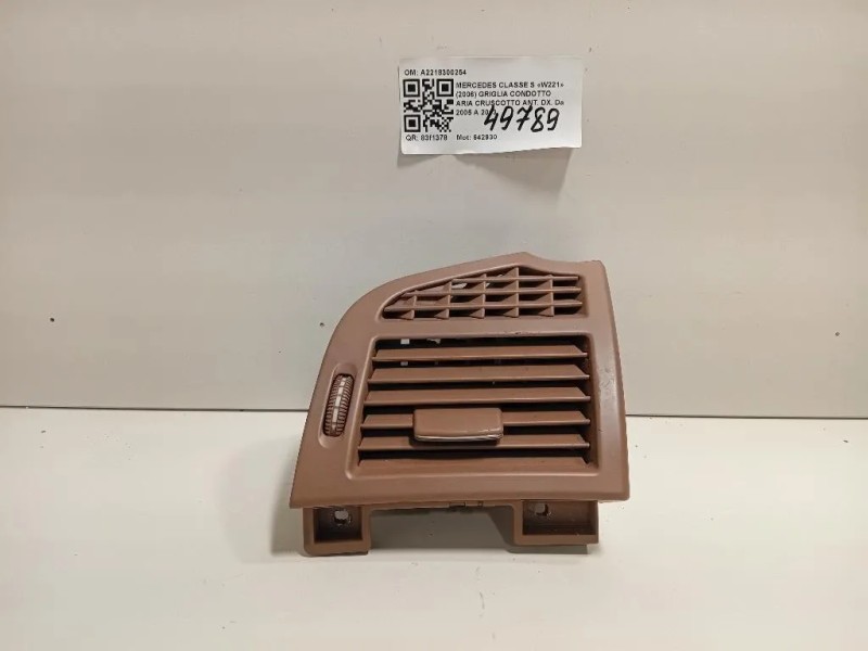 Griglia Condotto ARIA Cruscotto ANT DX A2218300254 Mercedes Classe S W221 2006