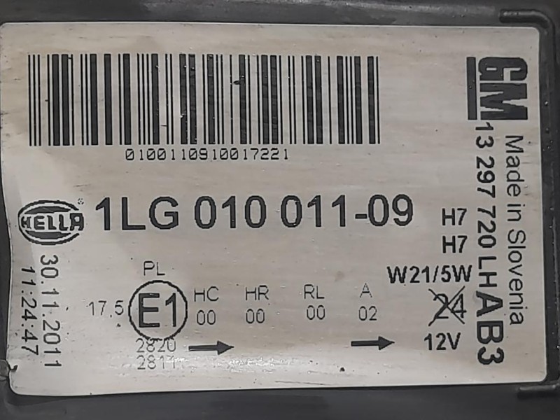 Proiettore ANT SX 13297720 Opel Astra J 2010