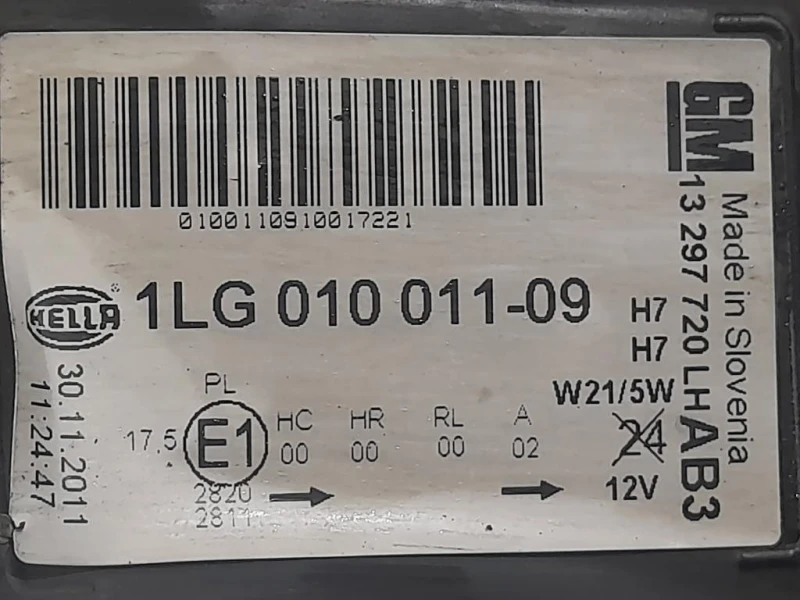 Proiettore ANT SX 13297720 Opel Astra J 2010