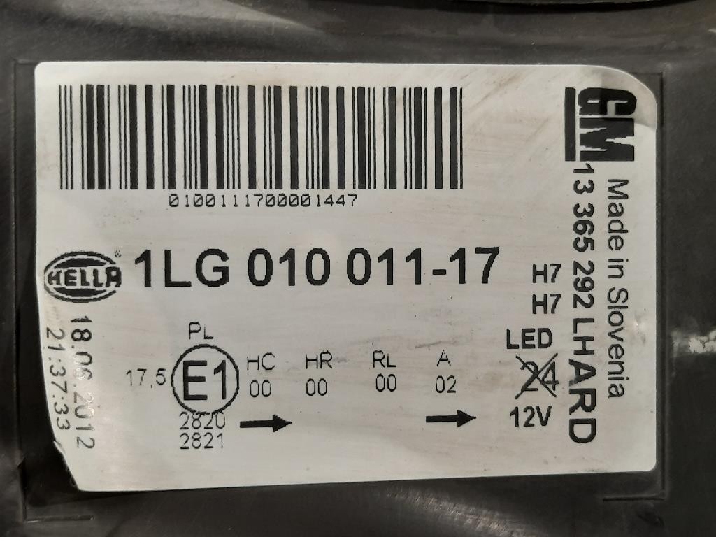 Proiettore ANT SX 1LG010011-17 Opel Astra J 2012