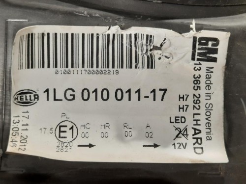 Proiettore ANT SX 1LG010011-17 Opel Astra J 2012