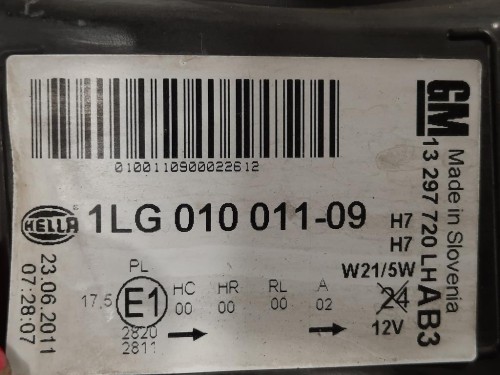 Proiettore ANT SX 1LG010011-09 Opel Astra J 2012