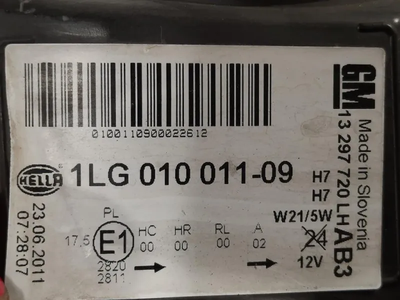 Proiettore ANT SX 1LG010011-09 Opel Astra J 2012