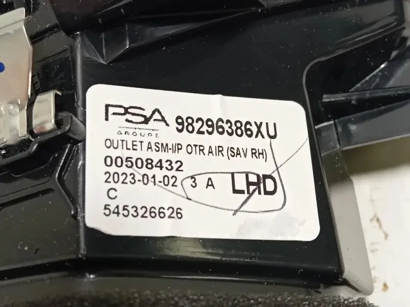 Griglia Condotto ARIA Cruscotto ANT DX 98296386 Opel Corsa F 2019