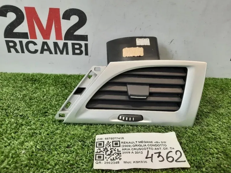 Griglia Condotto ARIA Cruscotto ANT DX 687607741R DX Renault Mégane III SW 2009