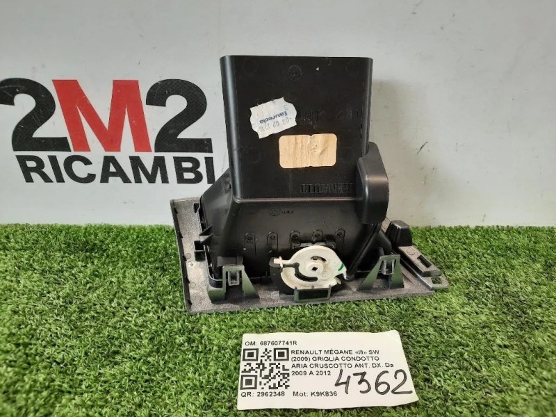 Griglia Condotto ARIA Cruscotto ANT DX 687607741R DX Renault Mégane III SW 2009