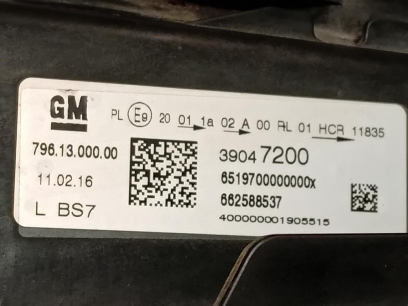 Proiettore ANT SX 39047200 Opel Astra K 2016