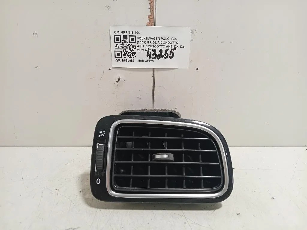 Griglia Condotto ARIA Cruscotto ANT DX 6RF 819 104 Volkswagen POLO VI 2009