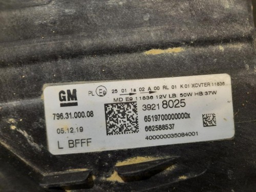 Proiettore ANT SX 39218025 Opel Astra K 2019