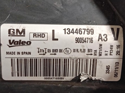 Proiettore ANT SX 13446799 Opel Corsa D VAN 2011