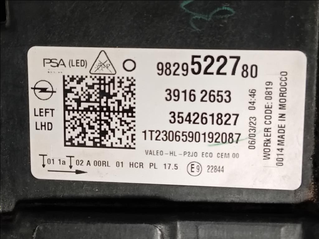 Proiettore ANT SX 9829522780 STAFFA ROTTA Opel Corsa F 2019