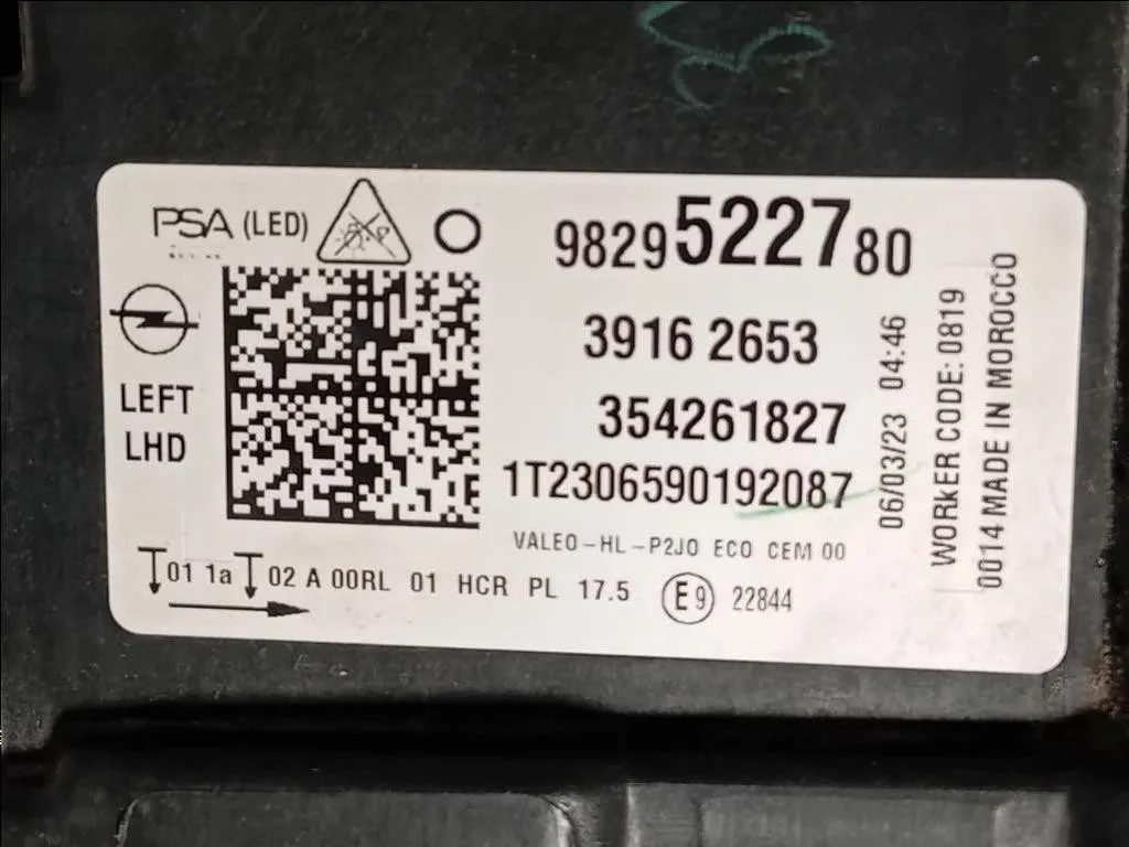 Proiettore ANT SX 9829522780 STAFFA ROTTA Opel Corsa F 2019