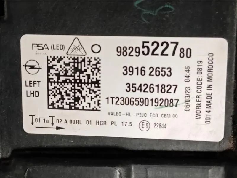 Proiettore ANT SX 9829522780 STAFFA ROTTA Opel Corsa F 2019