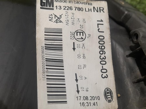 Proiettore ANT SX 13226780 Opel Insignia A 2009