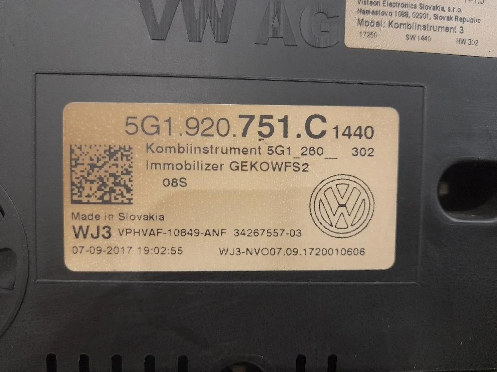Quadro Strumenti 5G1920751C Volkswagen GOLF VII 2013