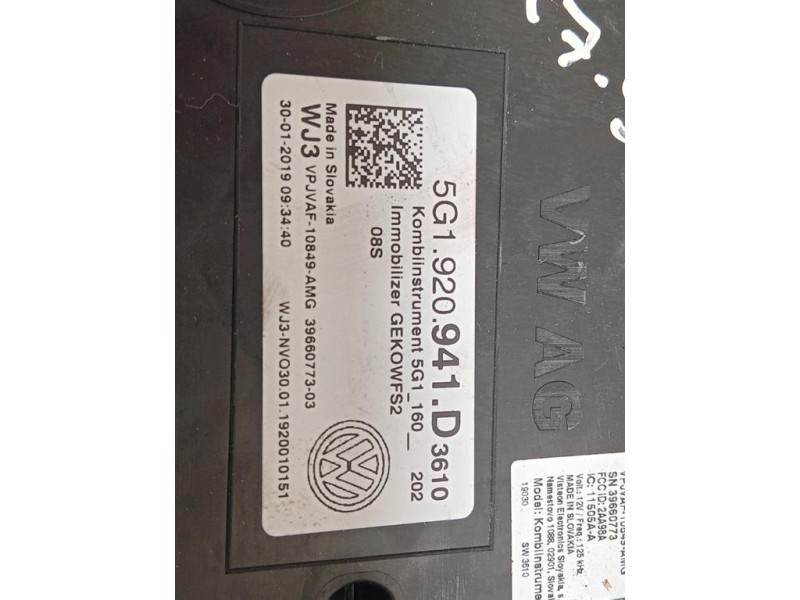 Quadro Strumenti 5G1 920 941 D Volkswagen GOLF VII 2017