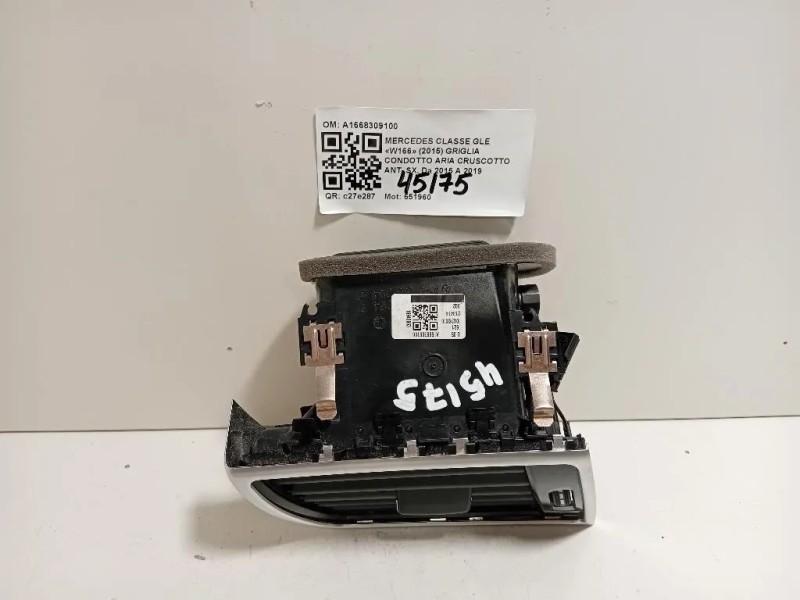 Griglia Condotto ARIA Cruscotto ANT SX A1668309100 Mercedes Classe GLE W166 2015