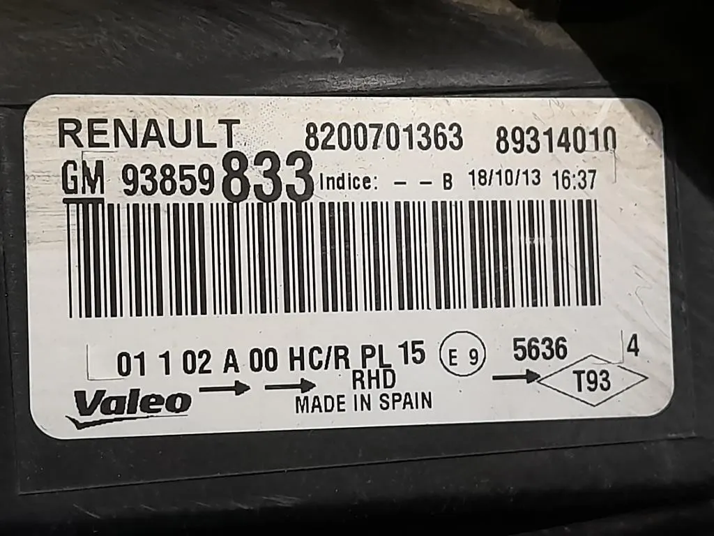 Proiettore ANT SX 93859833 Opel Vivaro A 2007