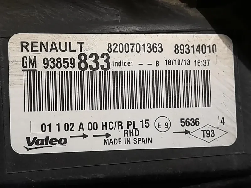 Proiettore ANT SX 93859833 Opel Vivaro A 2007