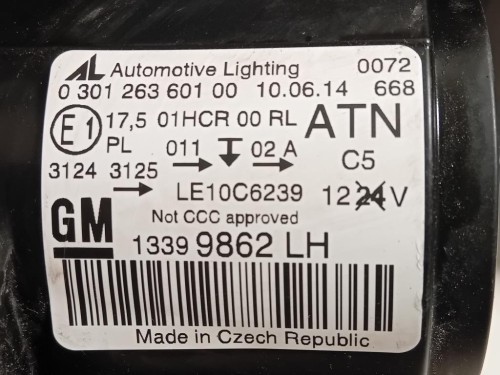 Proiettore ANT SX 13399862 Opel Zafira C 2012