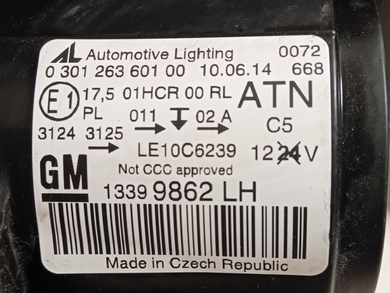 Proiettore ANT SX 13399862 Opel Zafira C 2012