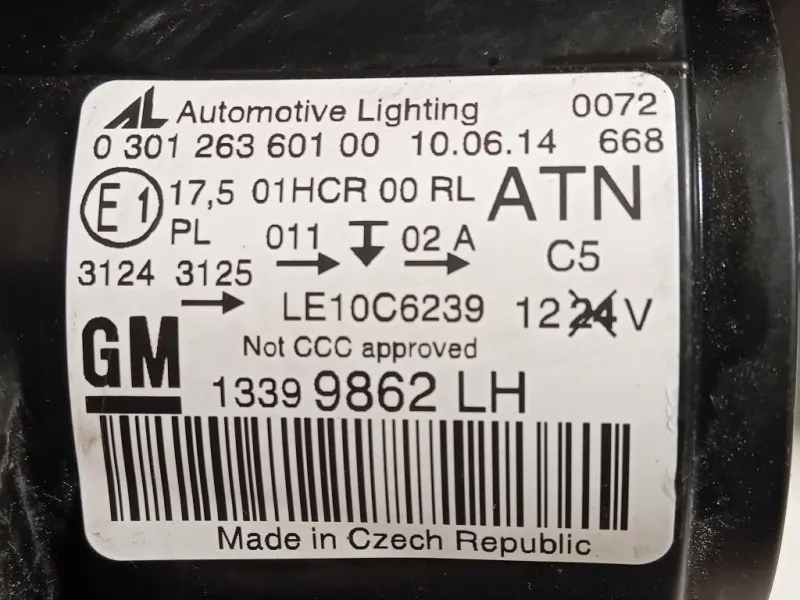 Proiettore ANT SX 13399862 Opel Zafira C 2012