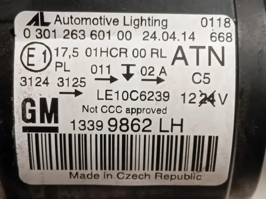 Proiettore ANT SX 13399862 Opel Zafira C 2012