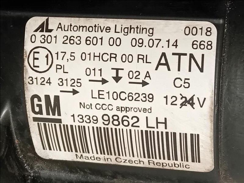 Proiettore ANT SX 13399862 Opel Zafira C 2012