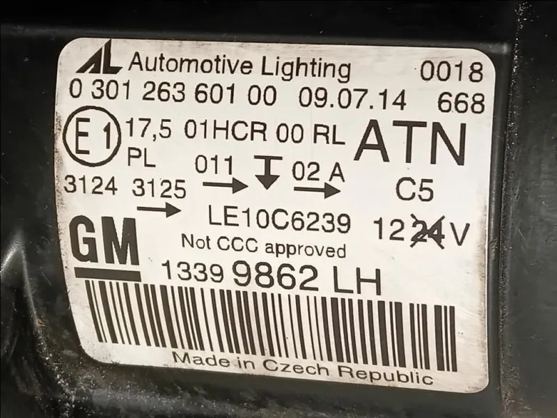 Proiettore ANT SX 13399862 Opel Zafira C 2012