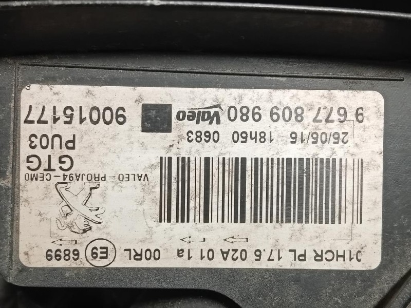 Proiettore ANT SX 90015177 Peugeot 2008 I 2016