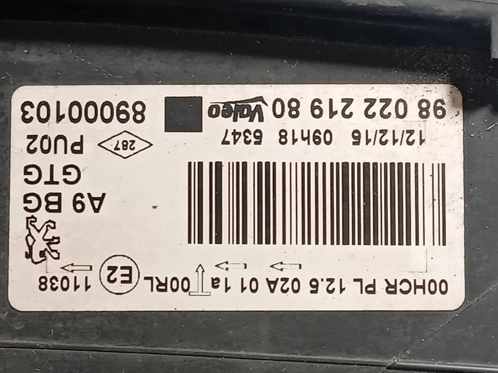 Proiettore ANT SX 9802221980 Peugeot 208 I 2012