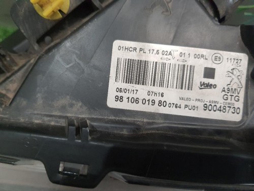 Proiettore ANT SX 9810601980 Peugeot 208 I 2015