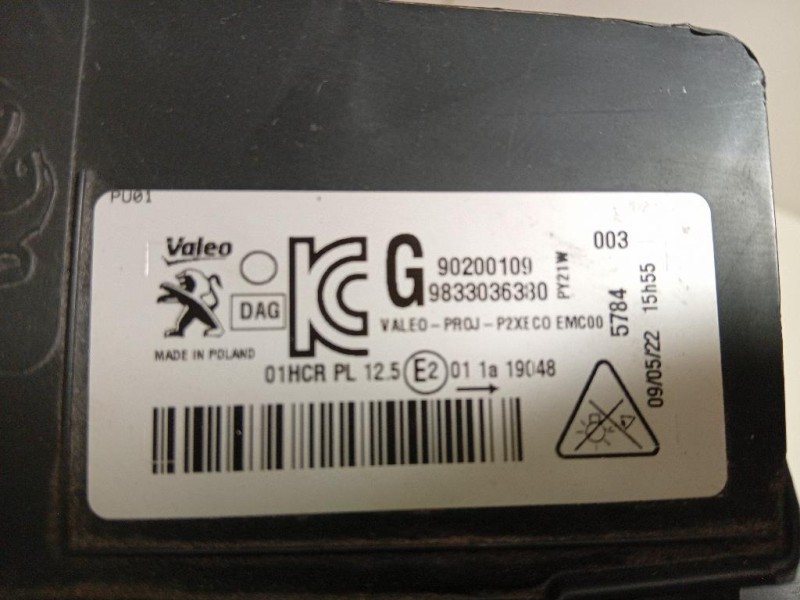 Proiettore ANT SX 9833036380 Peugeot 208 II 2019