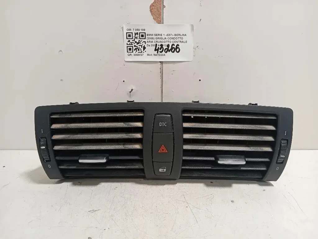 Griglia Condotto ARIA Cruscotto Centrale 7059189 Bmw Serie 1 E87 Berlina 2005