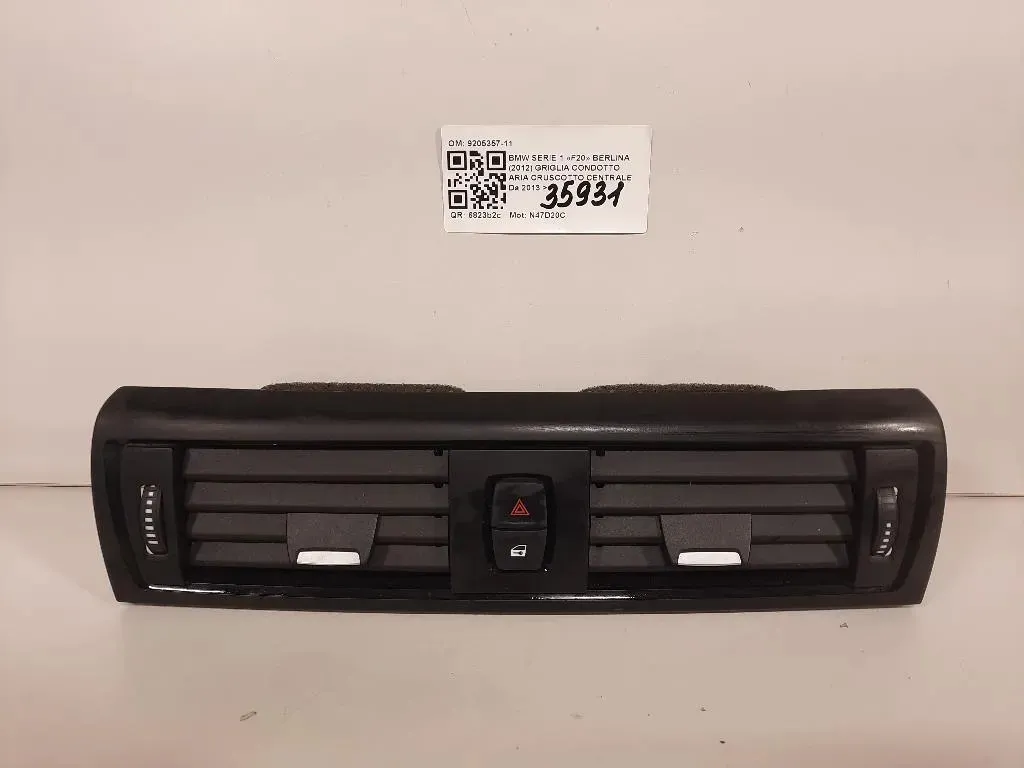 Griglia Condotto ARIA Cruscotto Centrale 9205357-11 Bmw Serie 1 F20 Berlina 2012