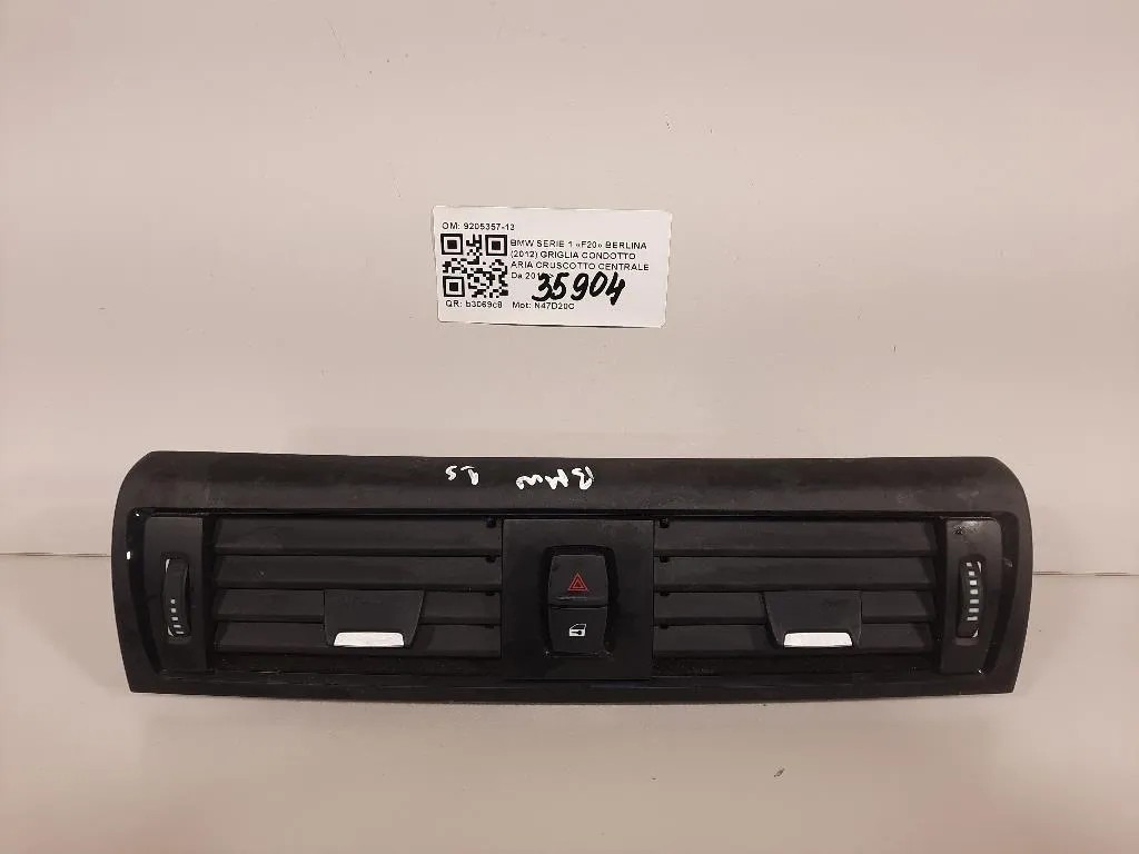 Griglia Condotto ARIA Cruscotto Centrale 9205357-13 Bmw Serie 1 F20 Berlina 2012
