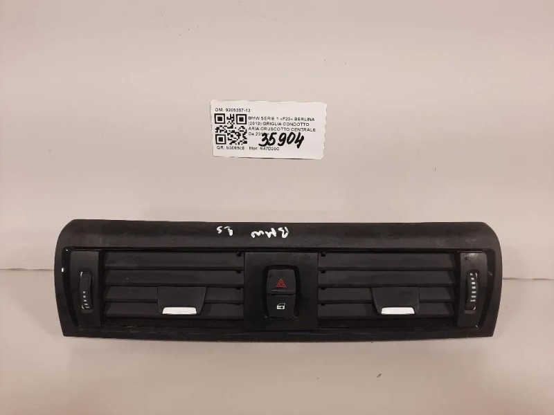 Griglia Condotto ARIA Cruscotto Centrale 9205357-13 Bmw Serie 1 F20 Berlina 2012