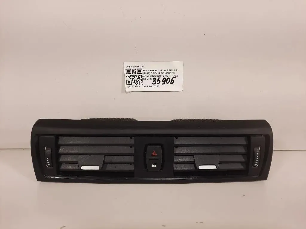 Griglia Condotto ARIA Cruscotto Centrale 9205357-13 Bmw Serie 1 F20 Berlina 2012