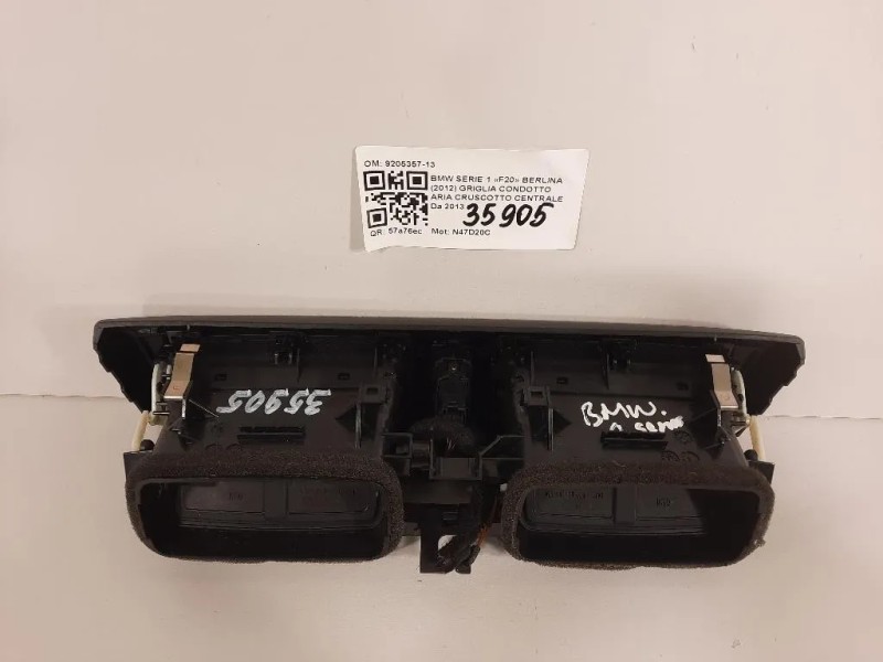 Griglia Condotto ARIA Cruscotto Centrale 9205357-13 Bmw Serie 1 F20 Berlina 2012