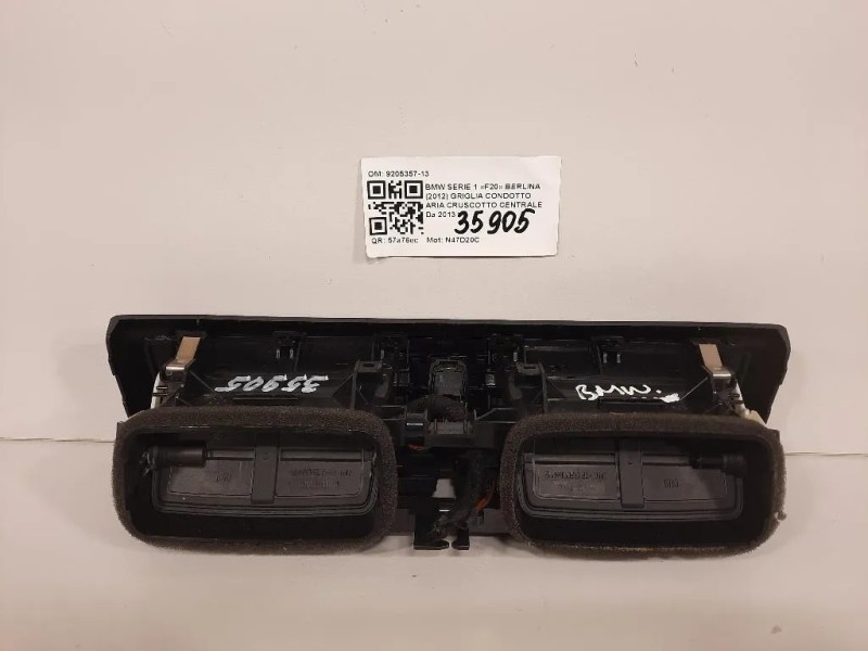 Griglia Condotto ARIA Cruscotto Centrale 9205357-13 Bmw Serie 1 F20 Berlina 2012