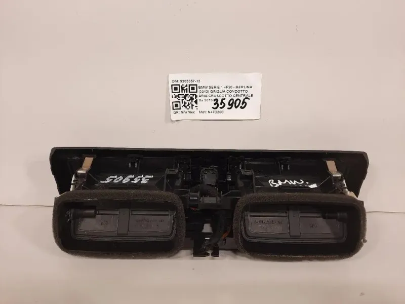 Griglia Condotto ARIA Cruscotto Centrale 9205357-13 Bmw Serie 1 F20 Berlina 2012
