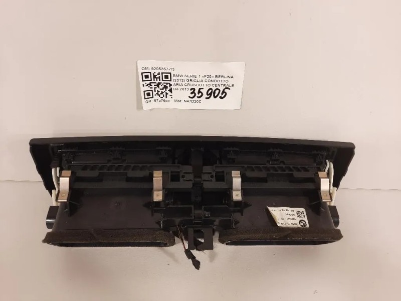 Griglia Condotto ARIA Cruscotto Centrale 9205357-13 Bmw Serie 1 F20 Berlina 2012