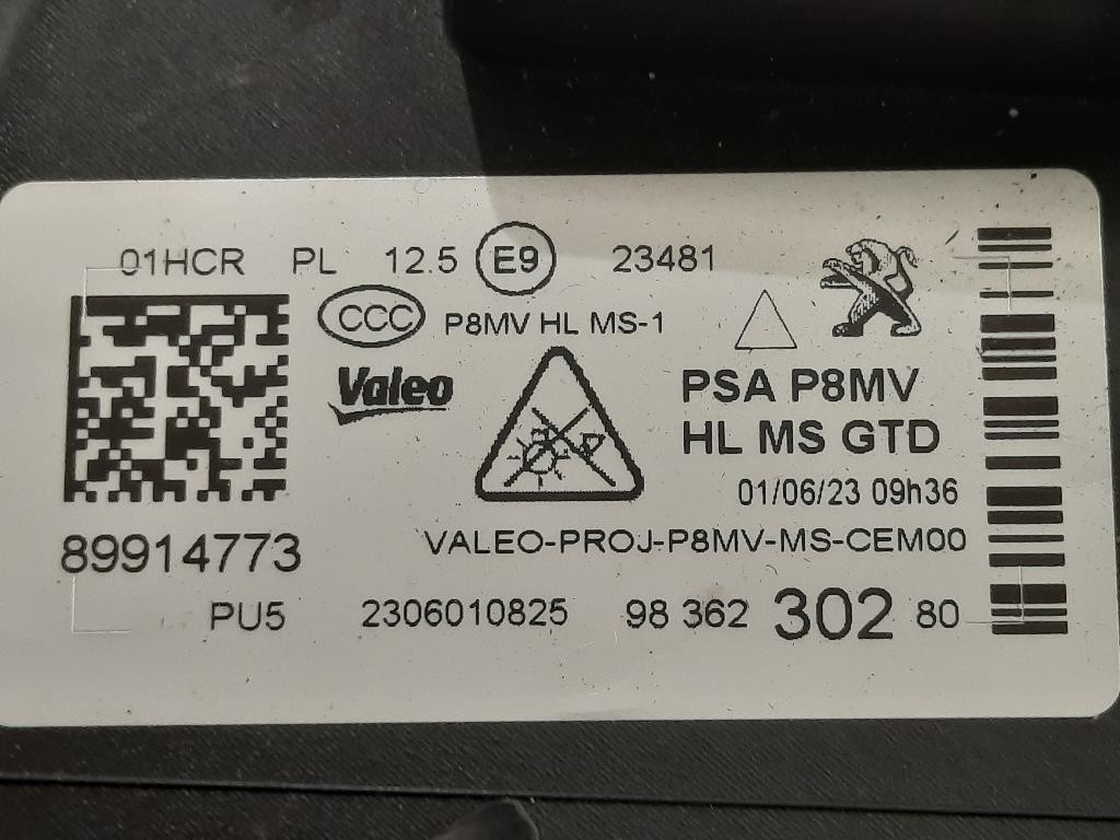 Proiettore ANT SX 98 362 302 80 Peugeot 3008 II 2016