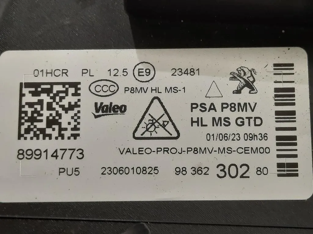 Proiettore ANT SX 98 362 302 80 Peugeot 3008 II 2016