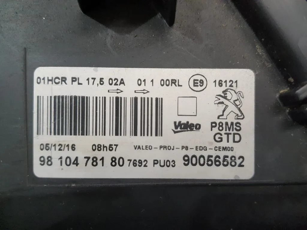 Proiettore ANT SX 9810478180 Peugeot 5008 II 2017