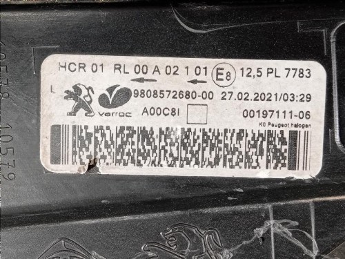 Proiettore ANT SX 9808572680 Peugeot Expert III 2016