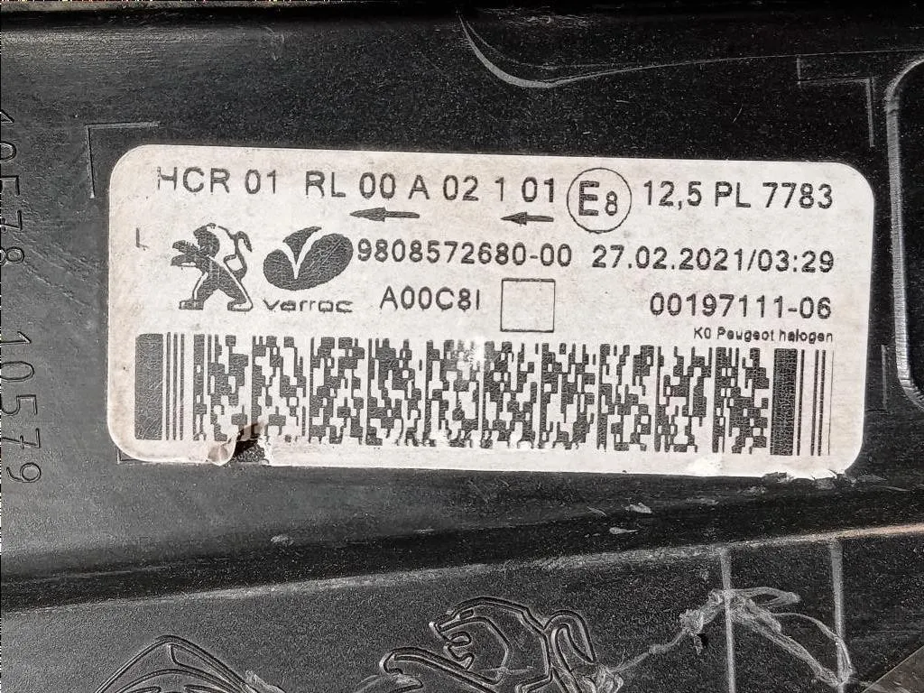 Proiettore ANT SX 9808572680 Peugeot Expert III 2016