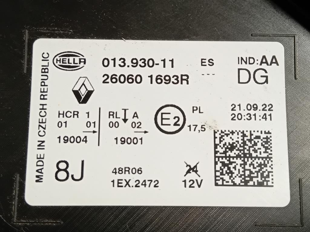 Proiettore ANT SX 260601693R DANNEGGIATO Renault Captur I 2017