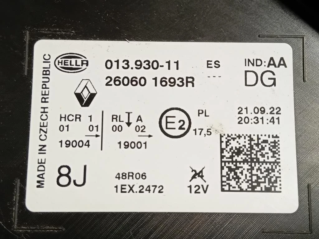 Proiettore ANT SX 260601693R DANNEGGIATO Renault Captur I 2017